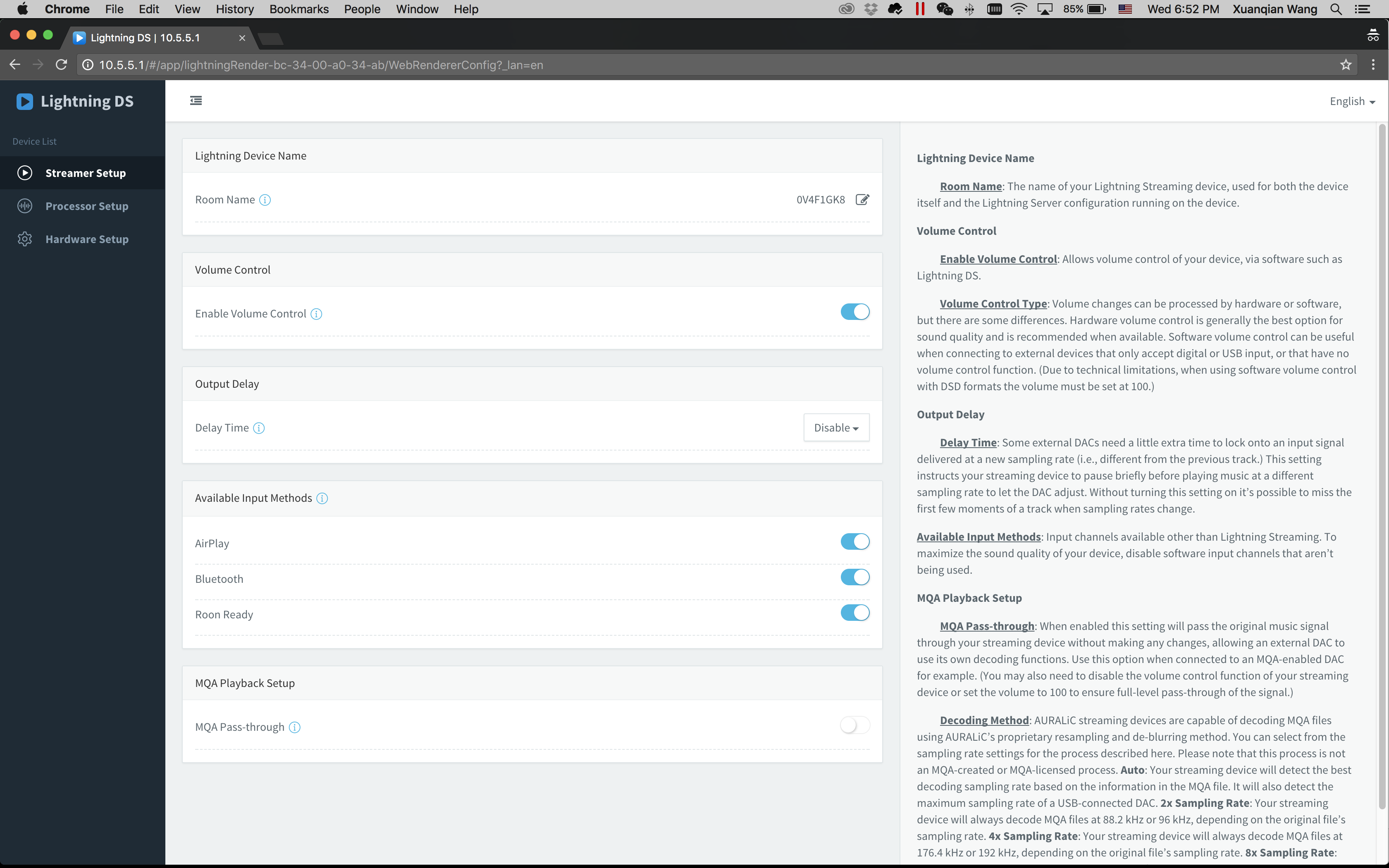 Set up a wireless connection using the Lightning web control interface in a  browser – AURALIC LIMITED