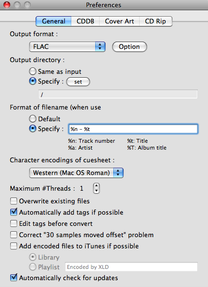 xld mp3 v0 settings